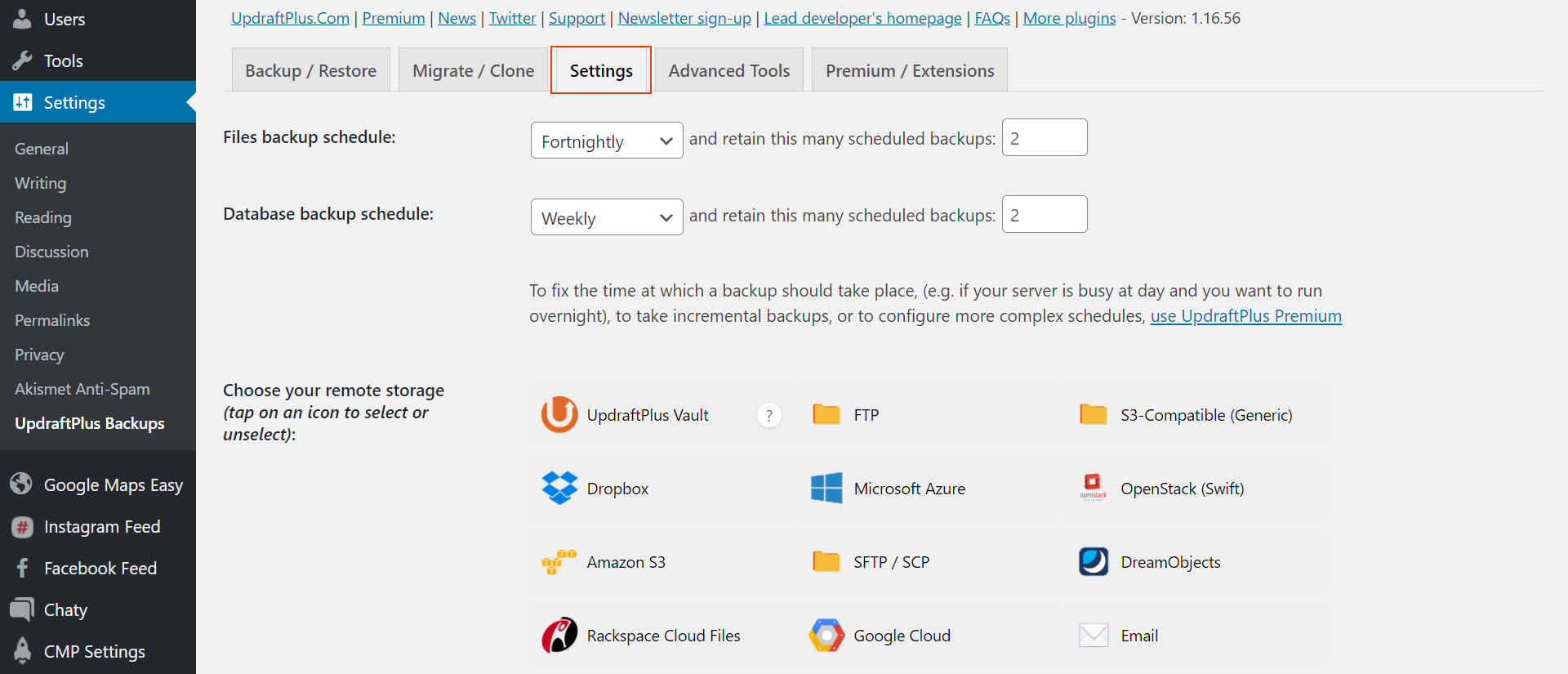 Click on Setting in WordPress admin area