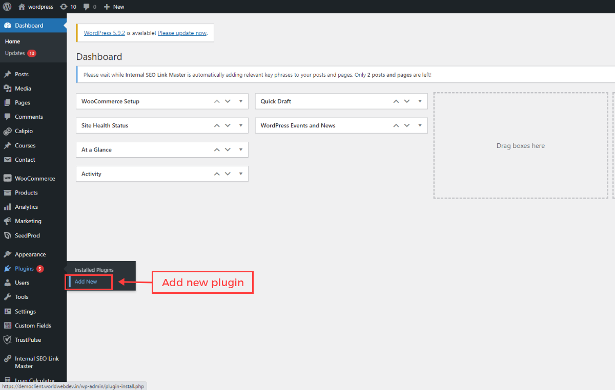 Click on Add new plugin option